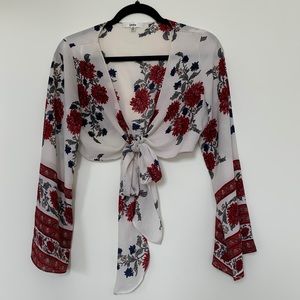 LF Floral Wrap Crop Top